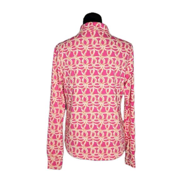 Ibkul Ubhot Shiloh Pink Orange Megaheat Long Sleeve Mock Golf Shirt Size Medium - Picture 3 of 7